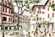 Place st Jean de Luz-2001-aquarelle