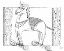 Cheval à roulettes-2000-encre noire